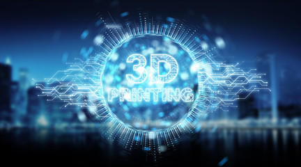 3D printing digital text hologram background 3D rendering