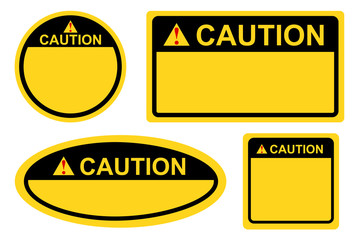 template circle rectangle, square and oval yellow and black blank caution sign