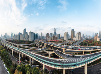 Modern city with highway interchange