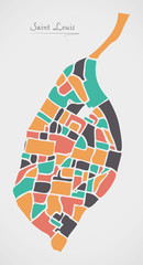 Saint Louis Missouri Map with neighborhoods and modern round shapes - obrazy, fototapety, plakaty