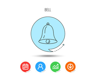 Bell icon. Sound handbell sign.