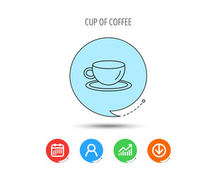 Coffee cup icon. Tea or hot drink sign.