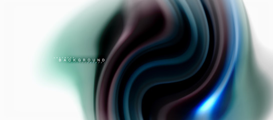 Fluid liquid mixing colors concept on light grey background, curve flow, trendy abstract layout template for business or technology presentation or web brochure cover, wallpaper