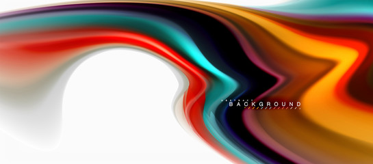 Fluid liquid mixing colors concept on light grey background, curve flow, trendy abstract layout template for business or technology presentation or web brochure cover, wallpaper