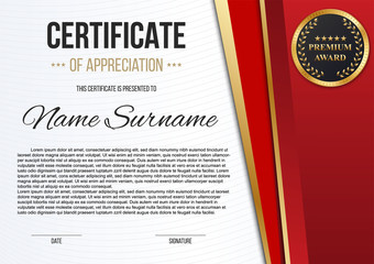 Fototapeta premium Creative vector illustration of stylish certificate template of appreciation award isolated on background. Art design modern winner blank mockup. Abstract concept graphic luxury diploma element
