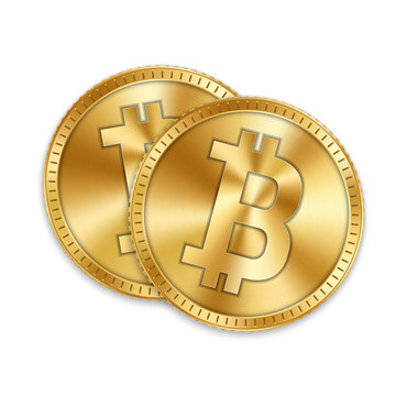 Creative vector illustration of 3d golden bitcoin coin isolated on background. Art design digital currency, cryptocurrency. Stock market electronic money. Blockchain, ico, fintech net banking element