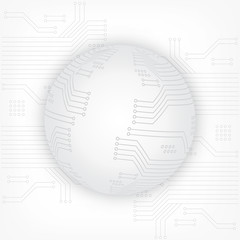 High-tech technology background texture in gray. Sphere 3d. Abstract technology circuit board, Vector background. Flat design. Vector illustration EPS10.
