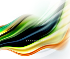 Fluid liquid mixing colors concept on light grey background, wave and swirl curve flow line, trendy abstract layout template for business presentation, app wallpaper banner, poster or wallpaper