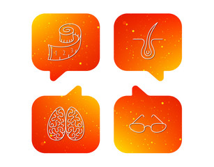 Glasses, neurology and trichology icons.