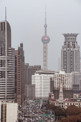Fototapeta premium Modern skyscrapers in central district of Shanghai city