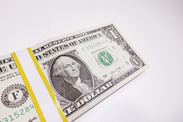 close up of banknote isolated on white background   