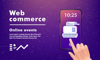 Crypto online commerce. Mining bitcoin technology on autonomic computing program and trade platform. Trendy design in awesome really style.