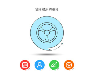 Steering wheel icon. Car drive control sign.