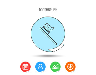 Toothbrush icon. Toothpaste sign.