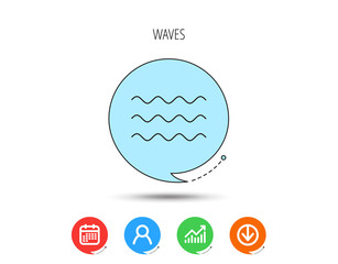 Waves icon. Sea flowing sign.