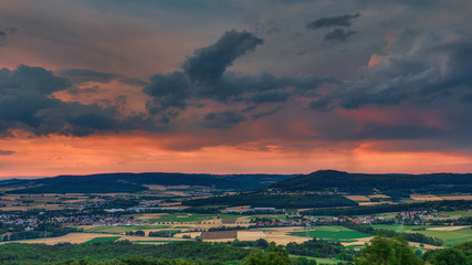Dramatic Clouds at Sunset, orange blue contrast