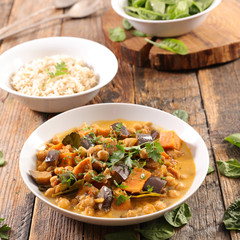 aubergine curry and rice