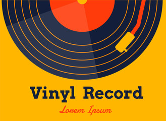 vinyl record music vector with yellow background graphic