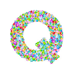 Vector colorful gem stones font, letter Q