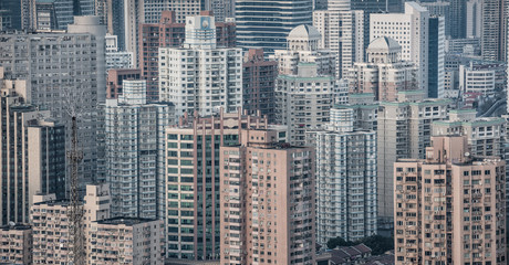 Fototapeta na wymiar Modern skyscrapers in central district of Shanghai