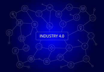 Industry 4.0 word with icons