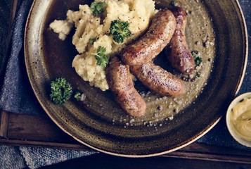 Bangers and mash food photography recipe idea
