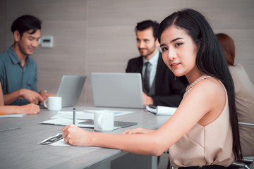 Beauty Asian business woman at meeting  
