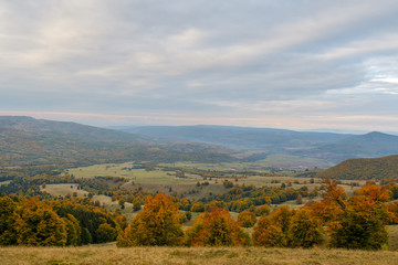 Fototapeta na wymiar Autumn landscape in the Romanian Carpathians