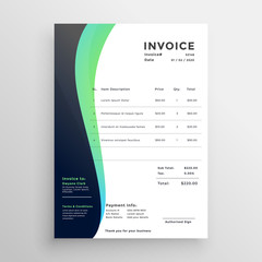 modern invoice template in wavy style