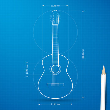 Guitar project blueprint vector
