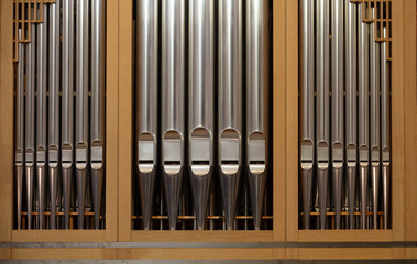 Old antique church organ pipes