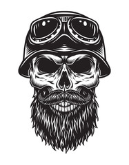 Vintage bearded skull biker concept