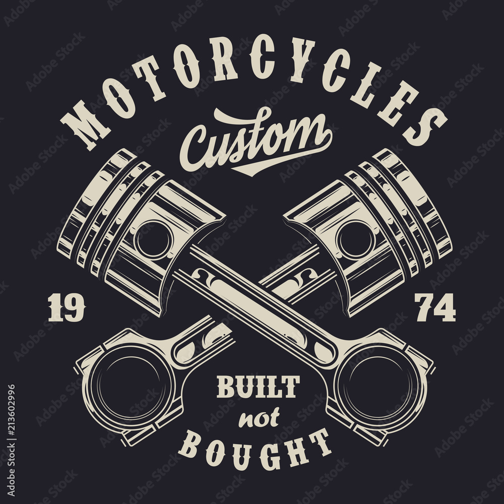 Poster Vintage monochrome motorcycle label