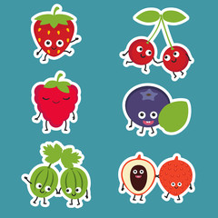 Cartoon vector fruits