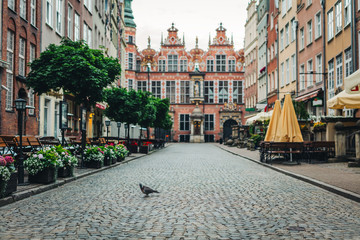 Vintage Old Town street in Gdansk.