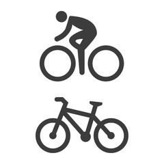 Bicycle and cycling icons on white background.