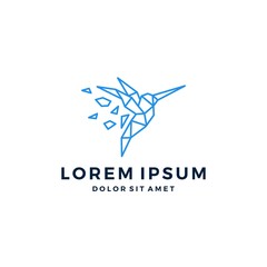 geometric bird colibri hummingbird shattered glass logo vector