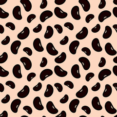 Black beans seamless pattern. Vector.