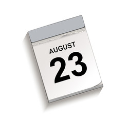Kalender August 23, Kalender, Abreißkalender mit Datum 23 August
Vektor Illustration isoliert auf weißem Hintergrund
