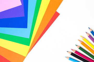 paper color pencil crayon multicolor on white background
