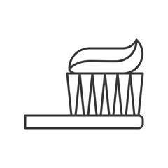 Toothbrush with toothpaste, outline icon