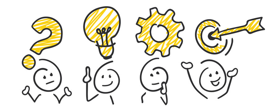 Sticky Strichm&auml;nnchen Vektor Grafik Icons Piktogramme Erfolg