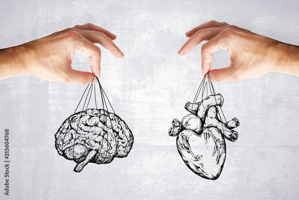 Poster logic and feel concept with heart and brain