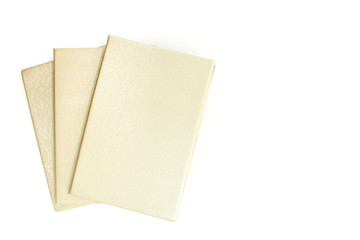 notebook cover gold pen on white background