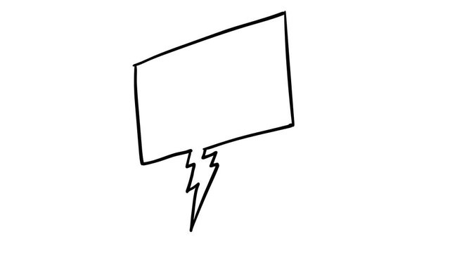 Animation of hand drawn comic style speech bubble