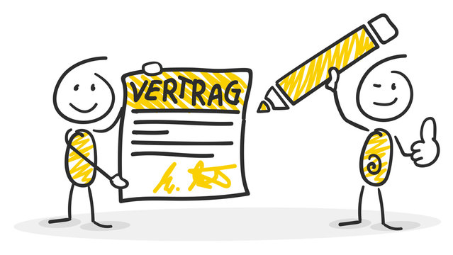 Sticky Strichm&auml;nnchen Vektor Grafik Icons Piktogramme Vertrag