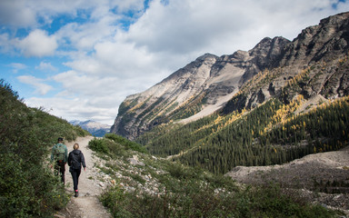 Fototapeta na wymiar Hiking Plain of Six Glaciers track, Banff National Park