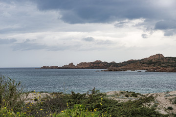 Fototapeta na wymiar the rocks of isola rossa sardinia