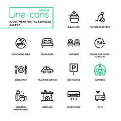 Apartment rental service - line design icons set