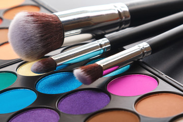 Eyeshadow palette and brushes